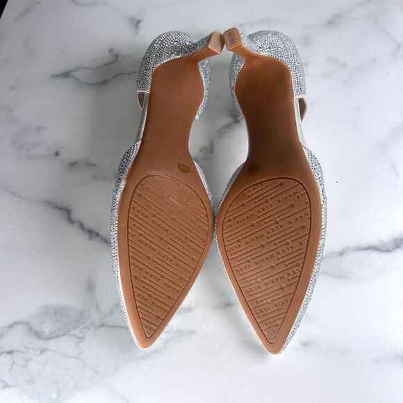 Alex Marie Brixley Rhinestone Asymmetrical Strap Dress Pumps, Size 9 Silver NWOT - Picture 6 of 8